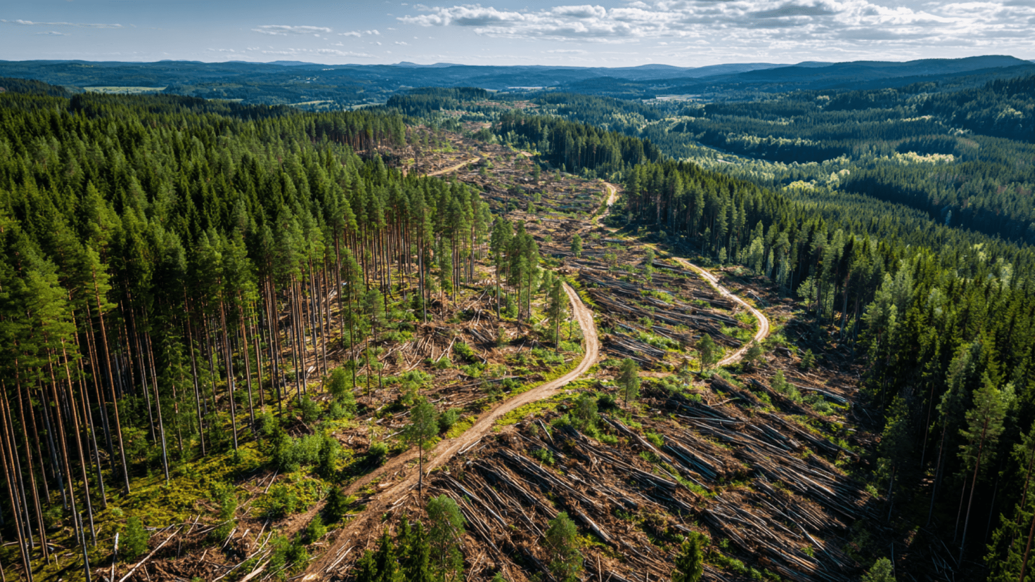 Image produced by generative artificial intelligence Skog och avverkad skog