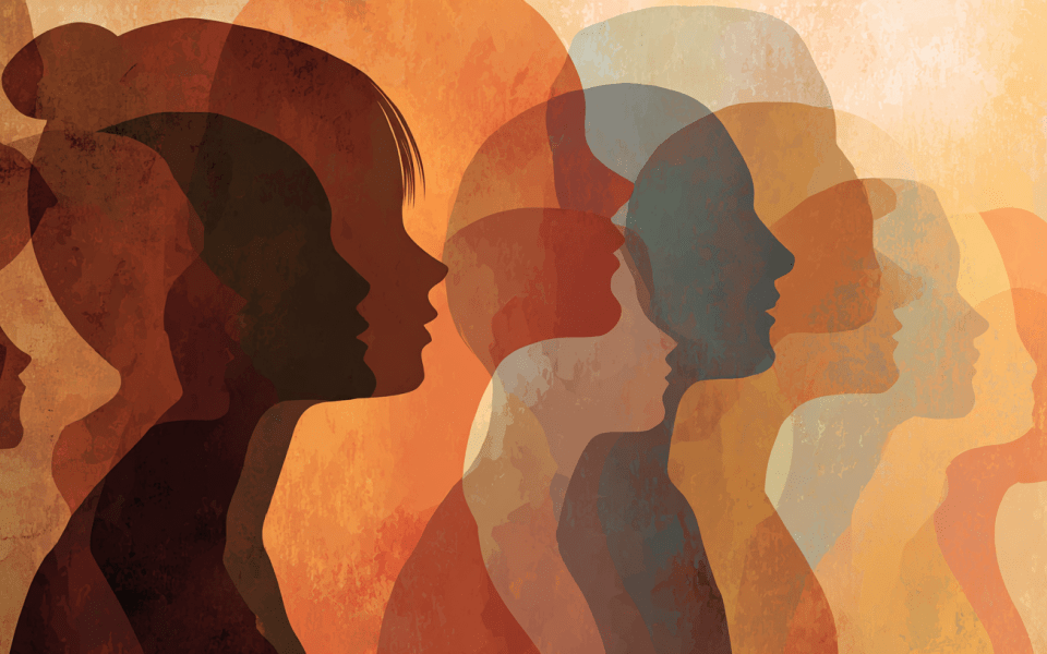 Bild på skuggbilder av flickor i profil