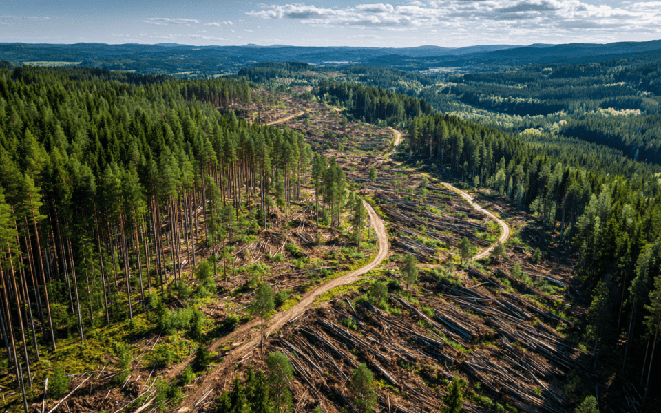 Skog och avverkad skog